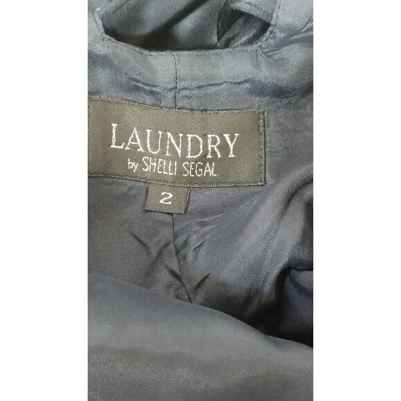 Laundry by Shelli Segal Navy Blue Maxi Dress Criss Cross Back Formal Gown Size 2 - Picture 6 of 9